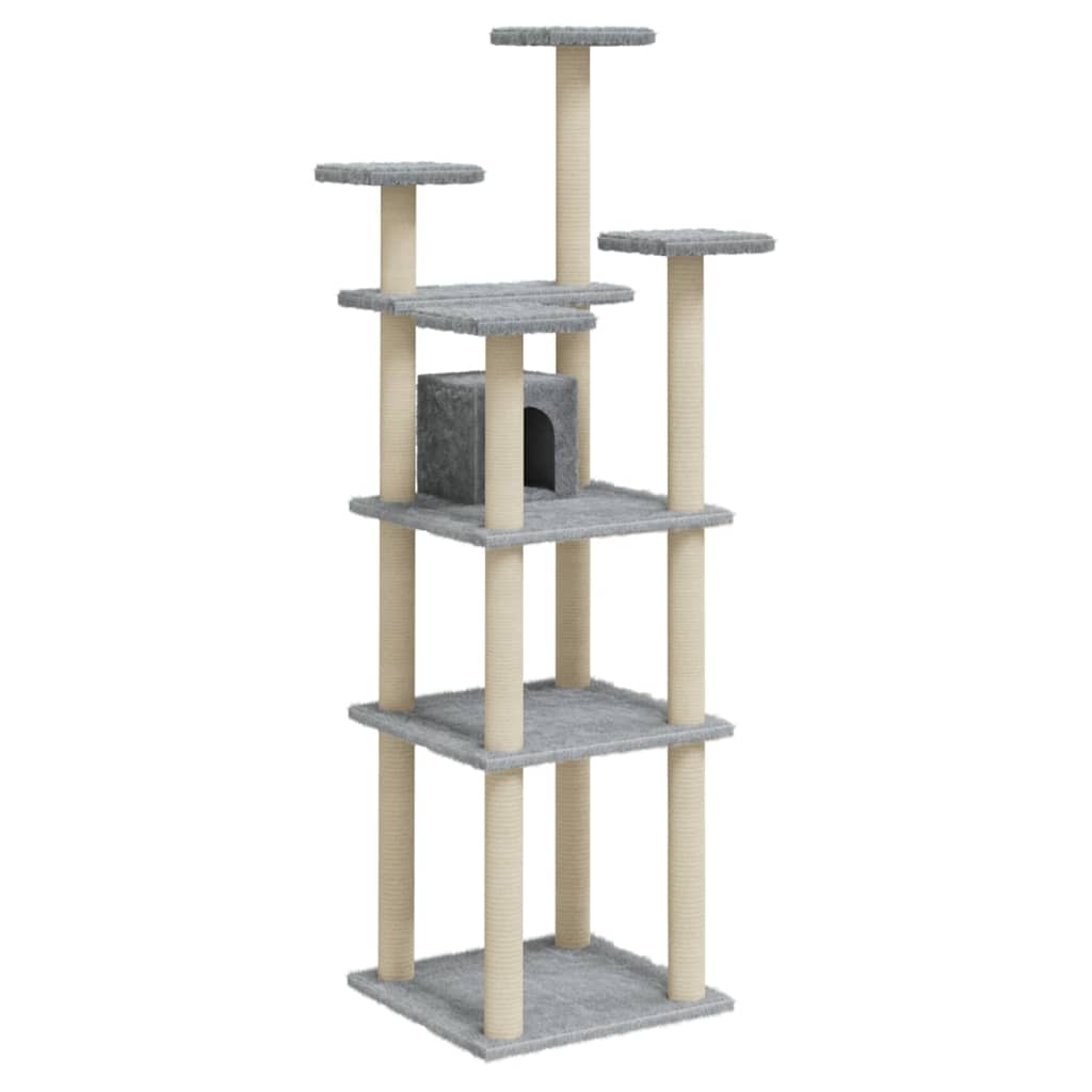 vidaXL Cat Tree with Sisal Scratching Posts Light Grey 171 cm