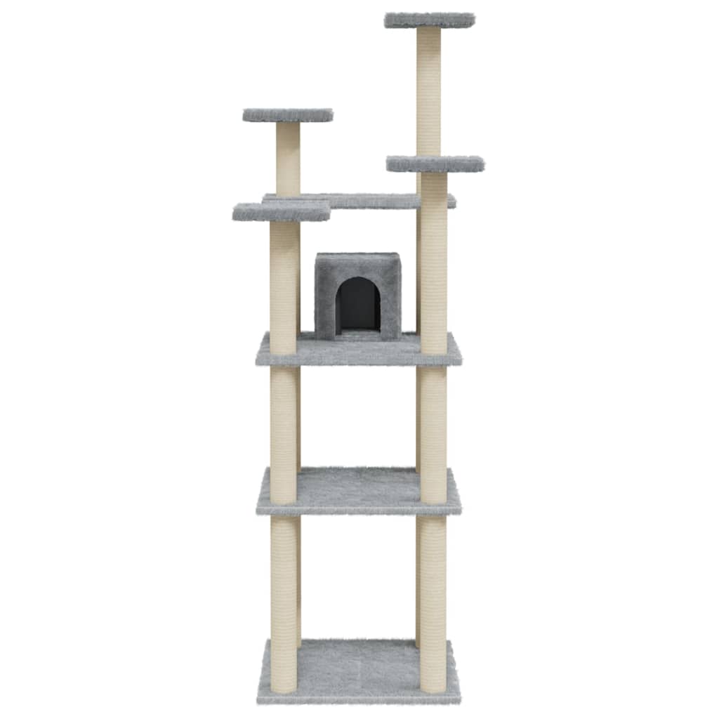 vidaXL Cat Tree with Sisal Scratching Posts Light Grey 171 cm