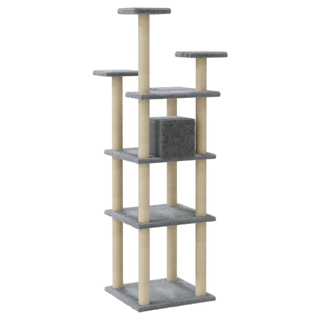 vidaXL Cat Tree with Sisal Scratching Posts Light Grey 171 cm