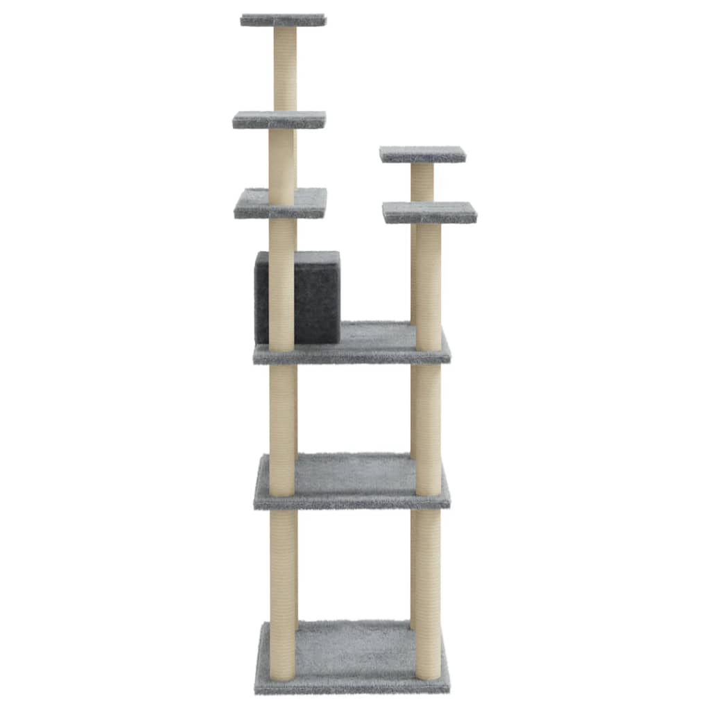 vidaXL Cat Tree with Sisal Scratching Posts Light Grey 171 cm