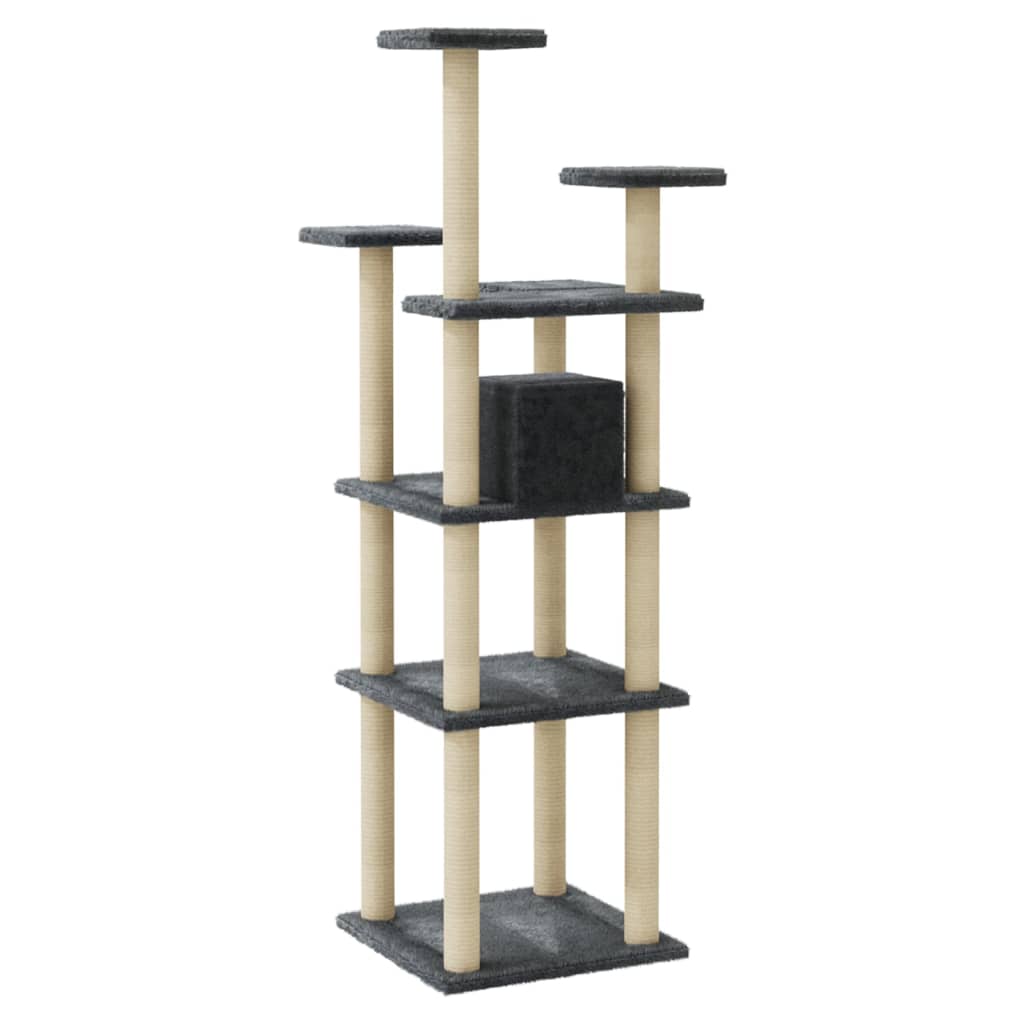 vidaXL Cat Tree with Sisal Scratching Posts Dark Grey 171 cm