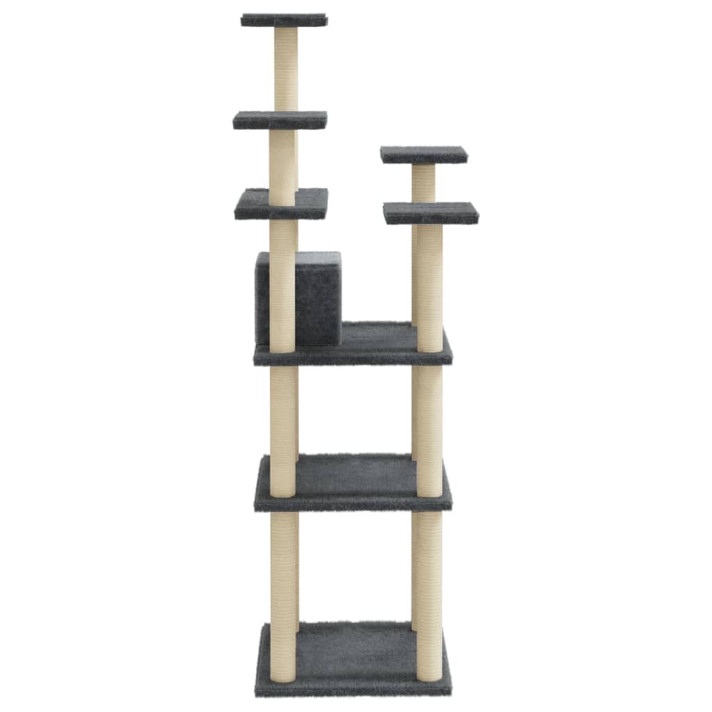 vidaXL Cat Tree with Sisal Scratching Posts Dark Grey 171 cm