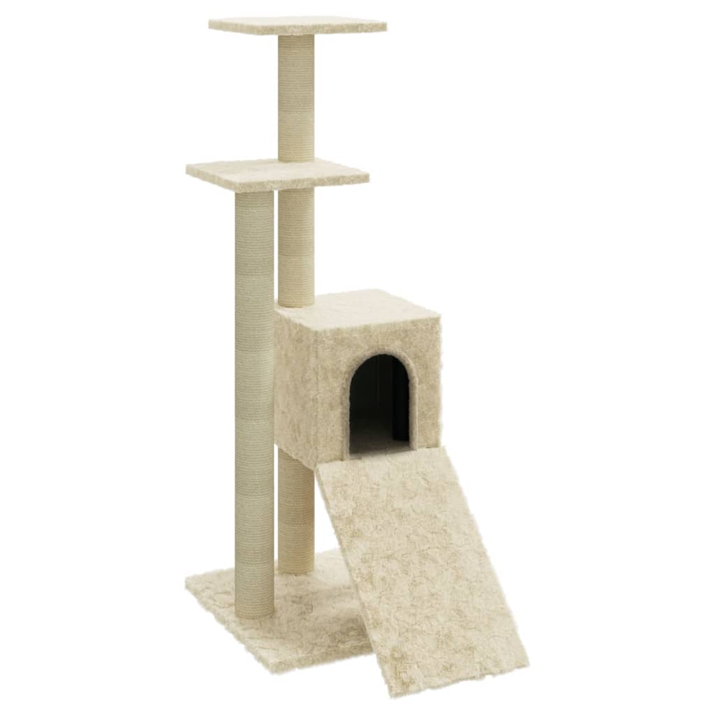 vidaXL Cat Tree with Sisal Scratching Posts Cream 92 cm