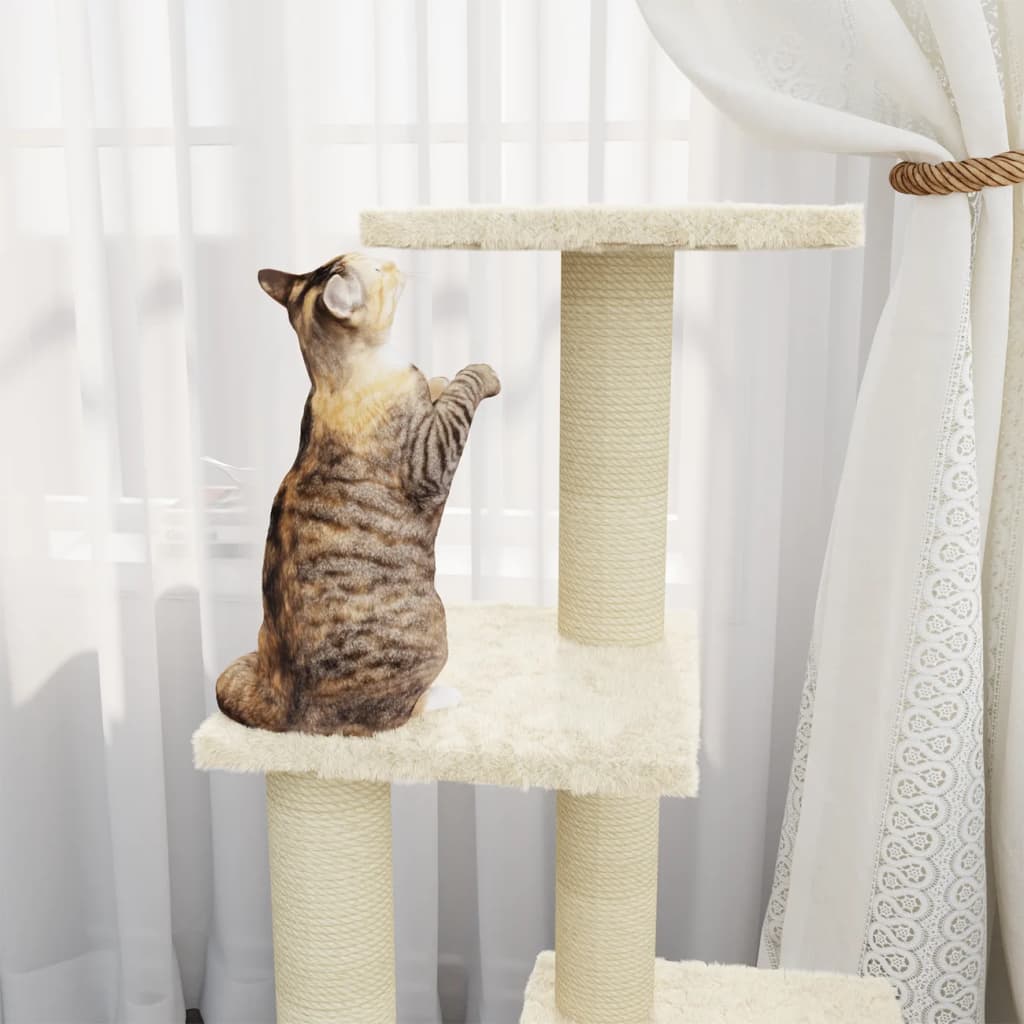 vidaXL Cat Tree with Sisal Scratching Posts Cream 92 cm