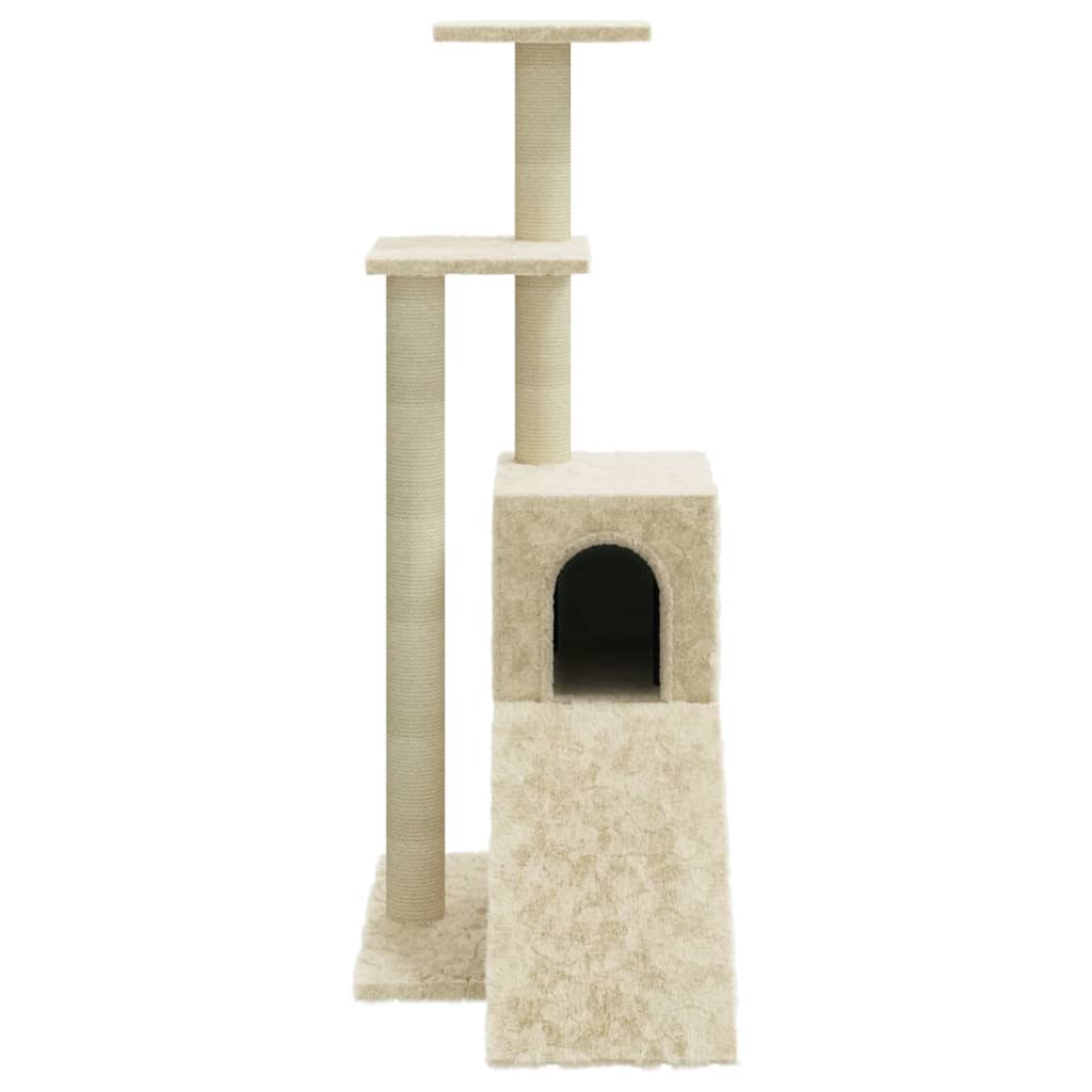 vidaXL Cat Tree with Sisal Scratching Posts Cream 92 cm