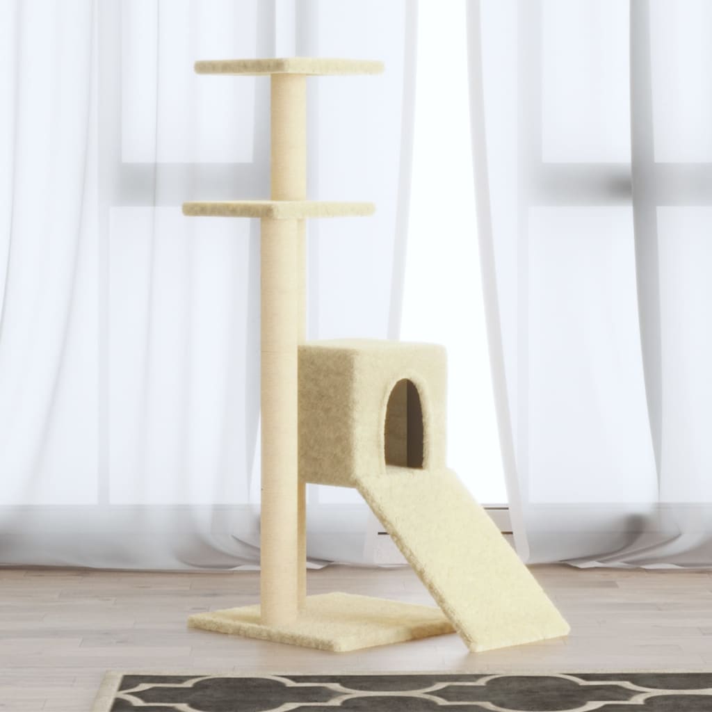 vidaXL Cat Tree with Sisal Scratching Posts Cream 92 cm