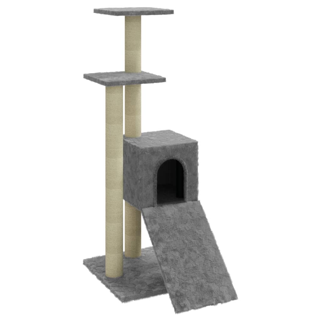 vidaXL Cat Tree with Sisal Scratching Posts Light Grey 92 cm