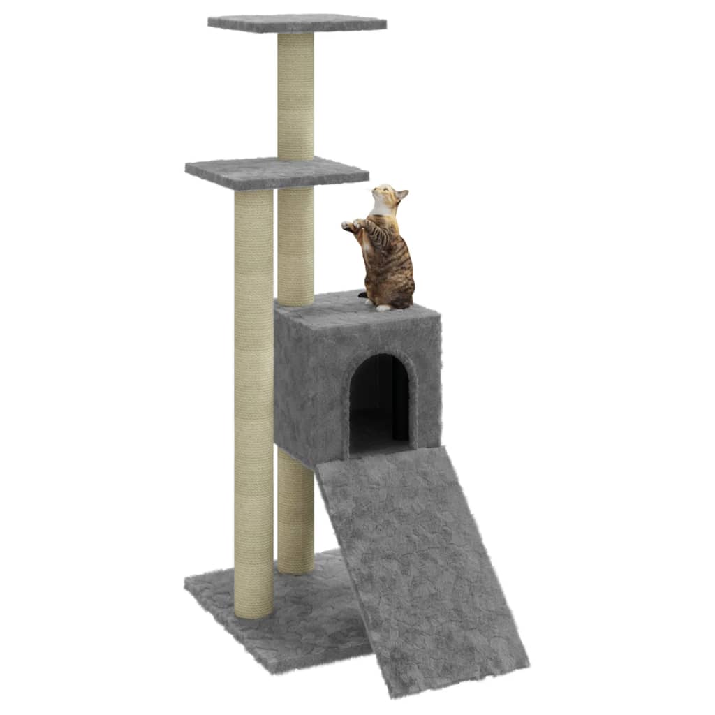 vidaXL Cat Tree with Sisal Scratching Posts Light Grey 92 cm