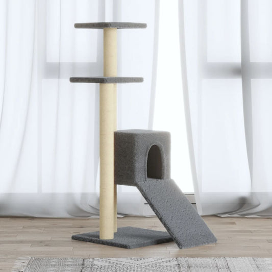 vidaXL Cat Tree with Sisal Scratching Posts Light Grey 92 cm