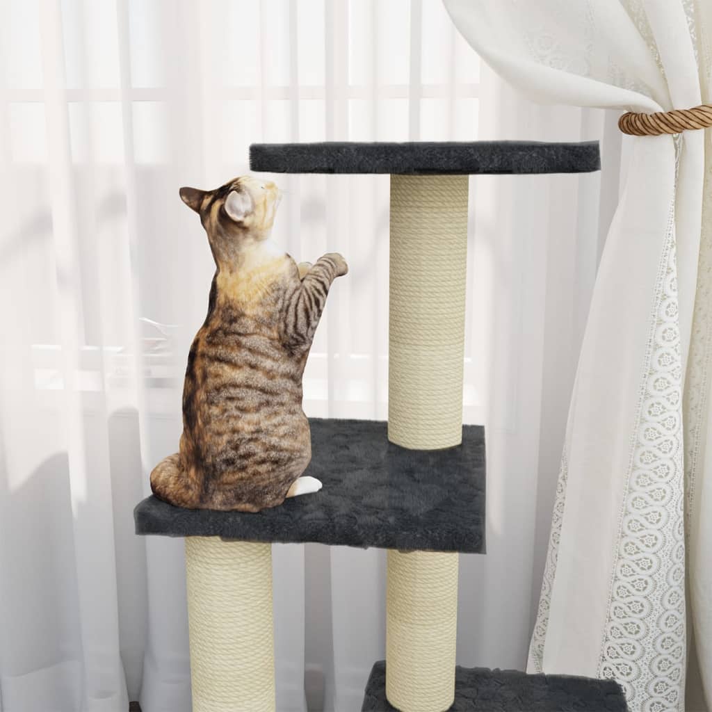 vidaXL Cat Tree with Sisal Scratching Posts Dark Grey 92 cm