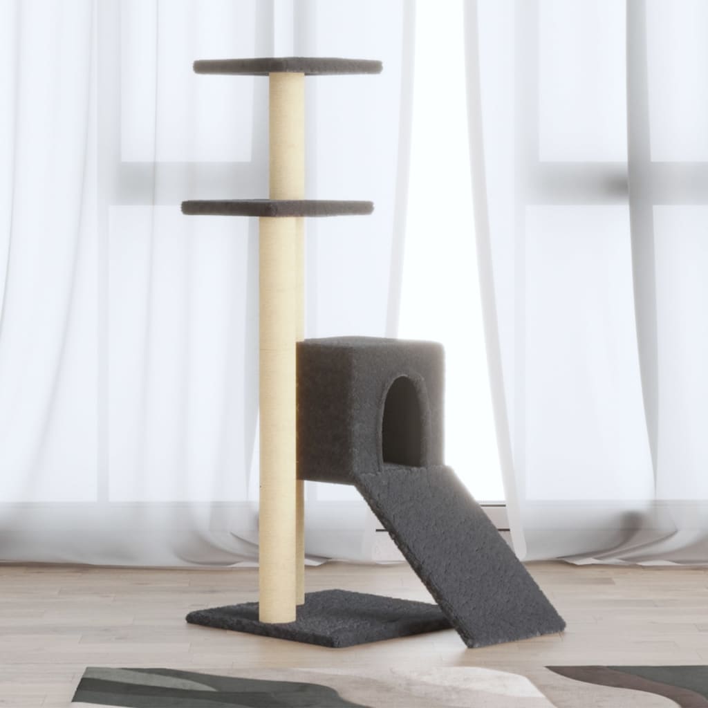 vidaXL Cat Tree with Sisal Scratching Posts Dark Grey 92 cm