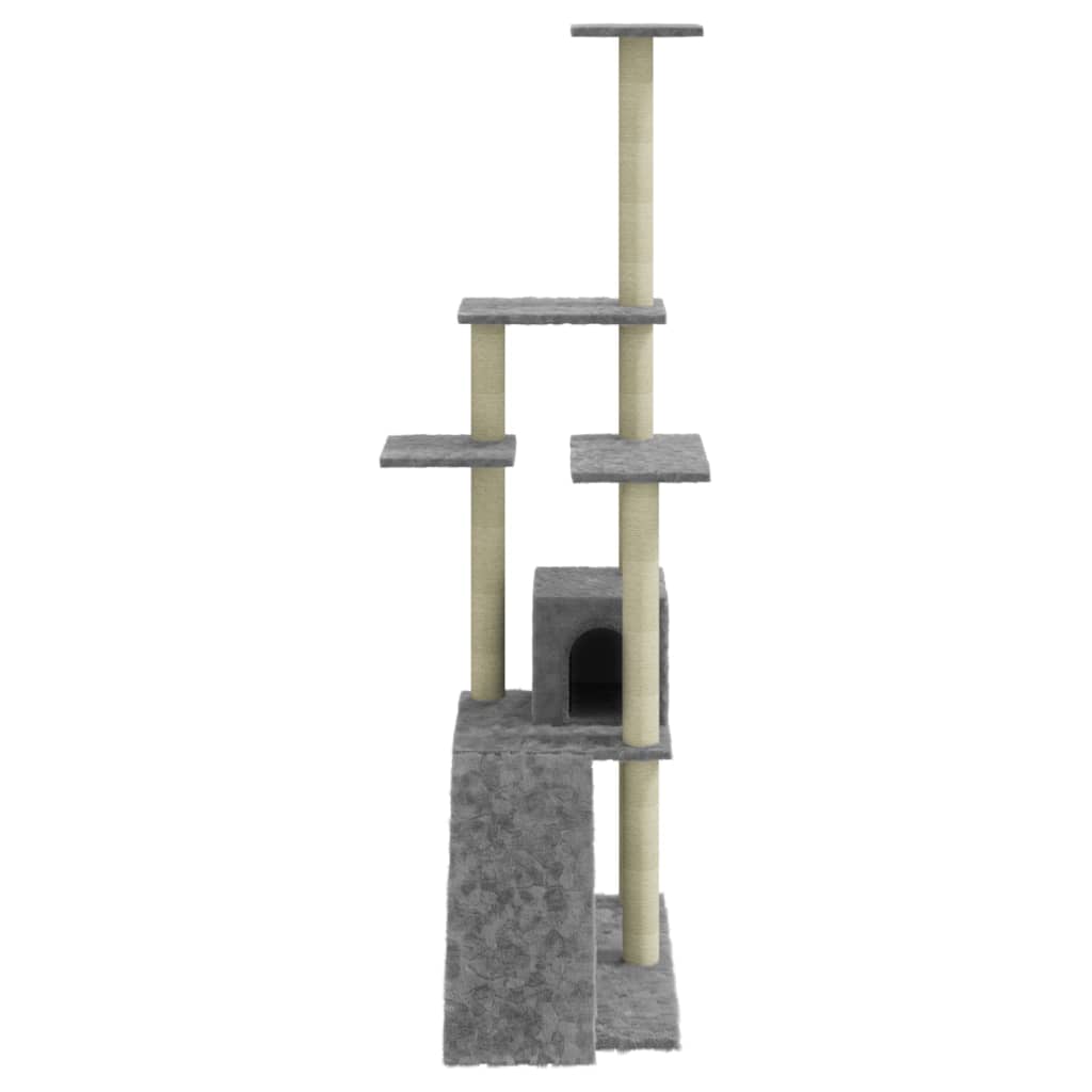 vidaXL Cat Tree with Sisal Scratching Posts Light Grey 155 cm