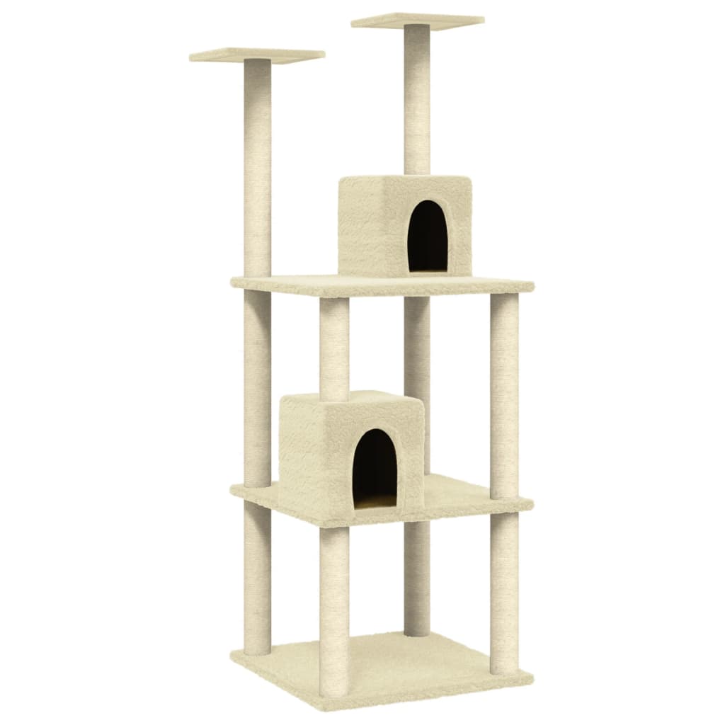 vidaXL Cat Tree with Sisal Scratching Posts Cream 141 cm