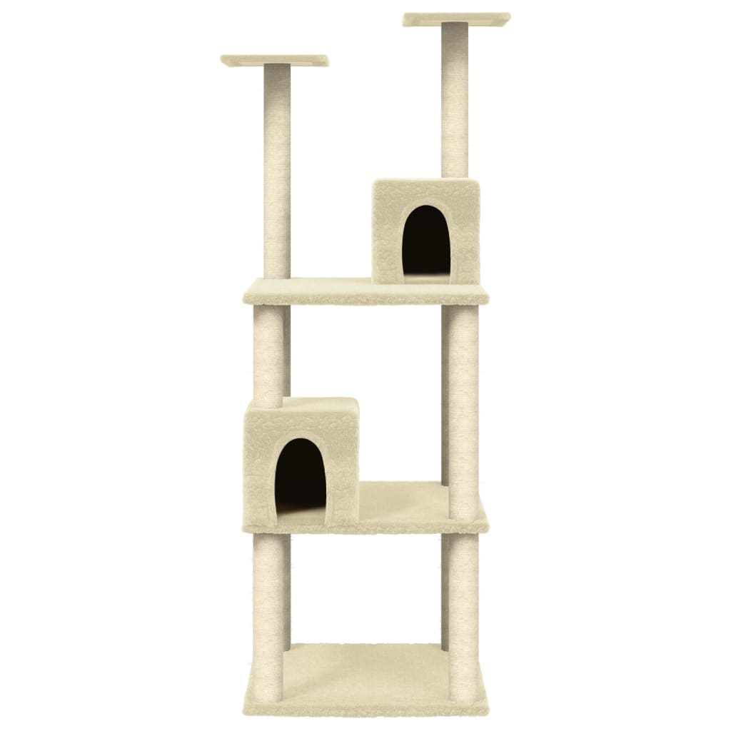 vidaXL Cat Tree with Sisal Scratching Posts Cream 141 cm