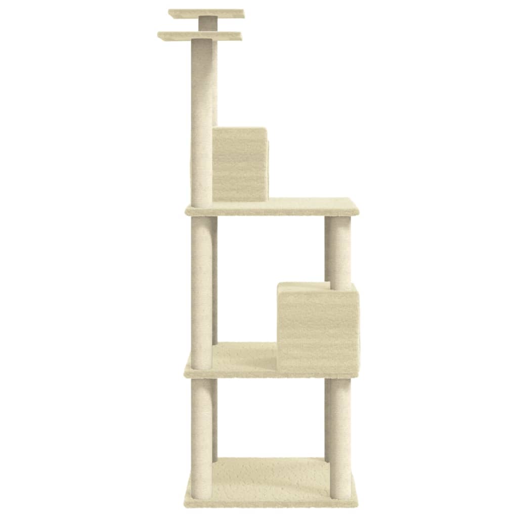 vidaXL Cat Tree with Sisal Scratching Posts Cream 141 cm