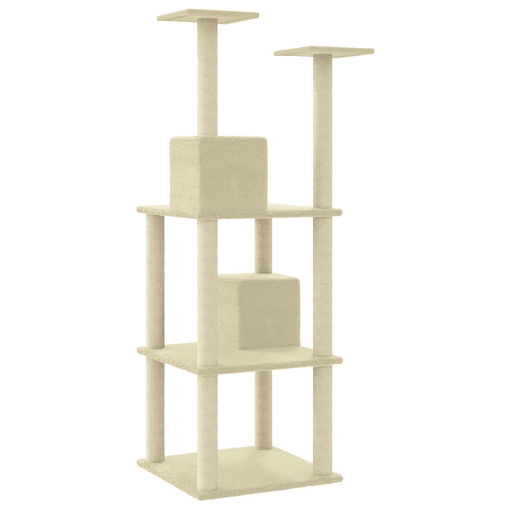 vidaXL Cat Tree with Sisal Scratching Posts Cream 141 cm