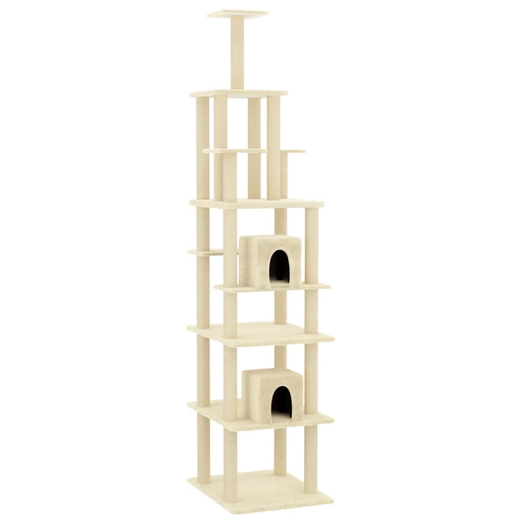 vidaXL Cat Tree with Sisal Scratching Posts Cream 216 cm