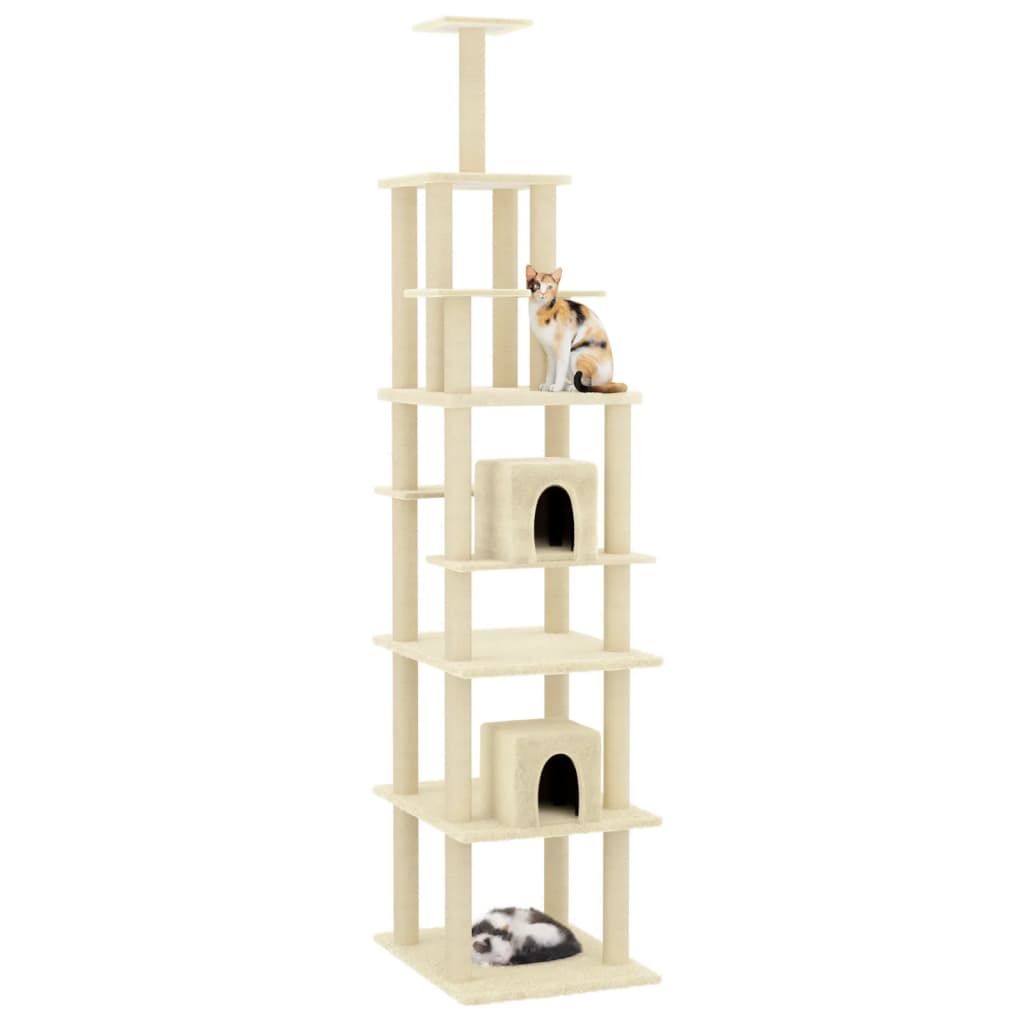 vidaXL Cat Tree with Sisal Scratching Posts Cream 216 cm