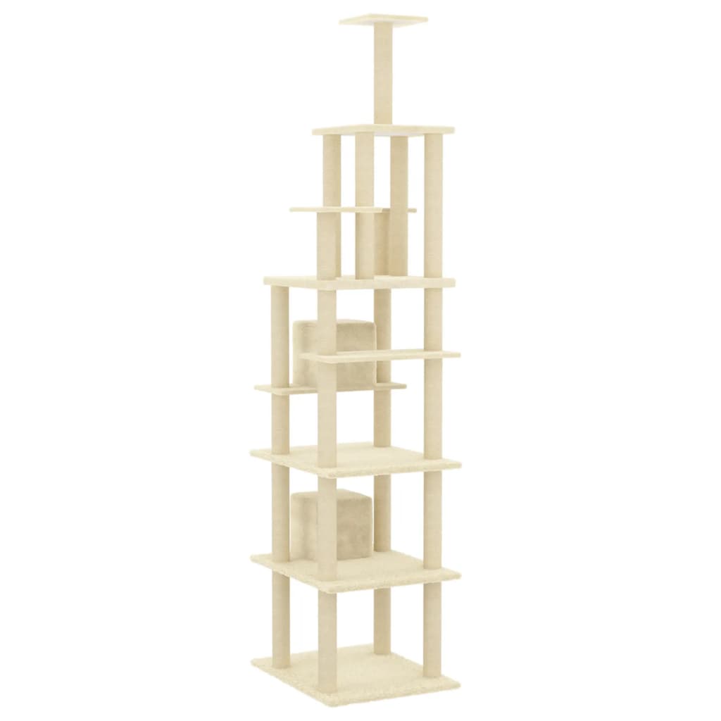 vidaXL Cat Tree with Sisal Scratching Posts Cream 216 cm