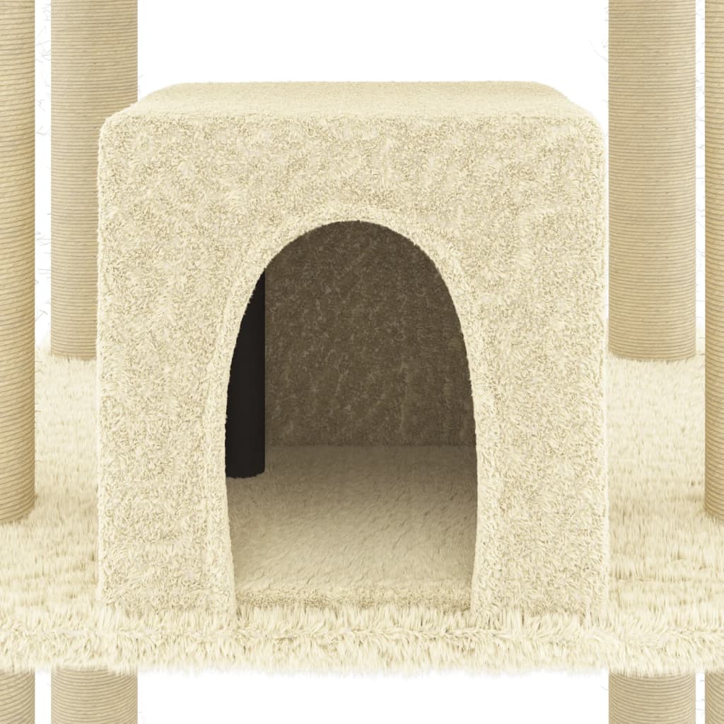 vidaXL Cat Tree with Sisal Scratching Posts Cream 216 cm