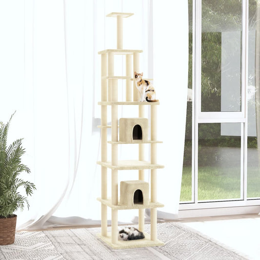 vidaXL Cat Tree with Sisal Scratching Posts Cream 216 cm