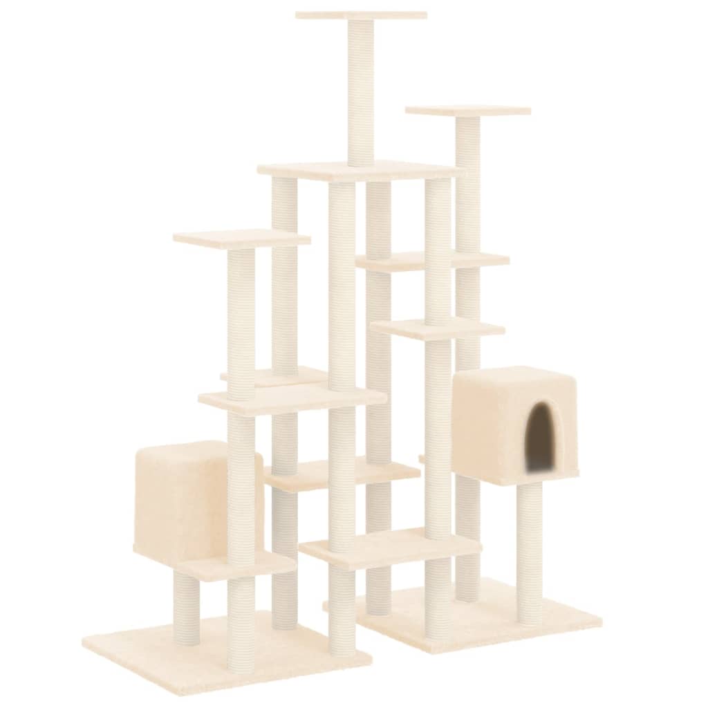 vidaXL Cat Tree with Sisal Scratching Posts Cream 145 cm