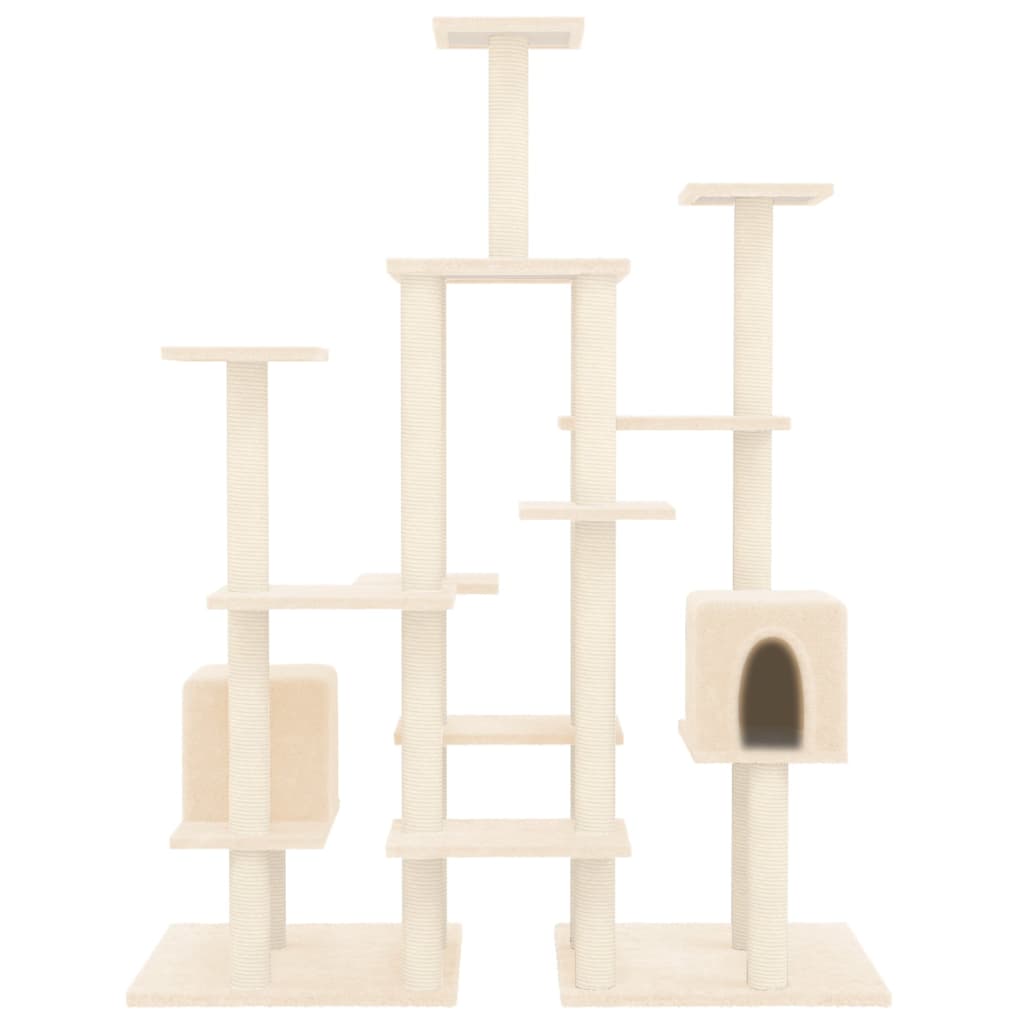 vidaXL Cat Tree with Sisal Scratching Posts Cream 145 cm