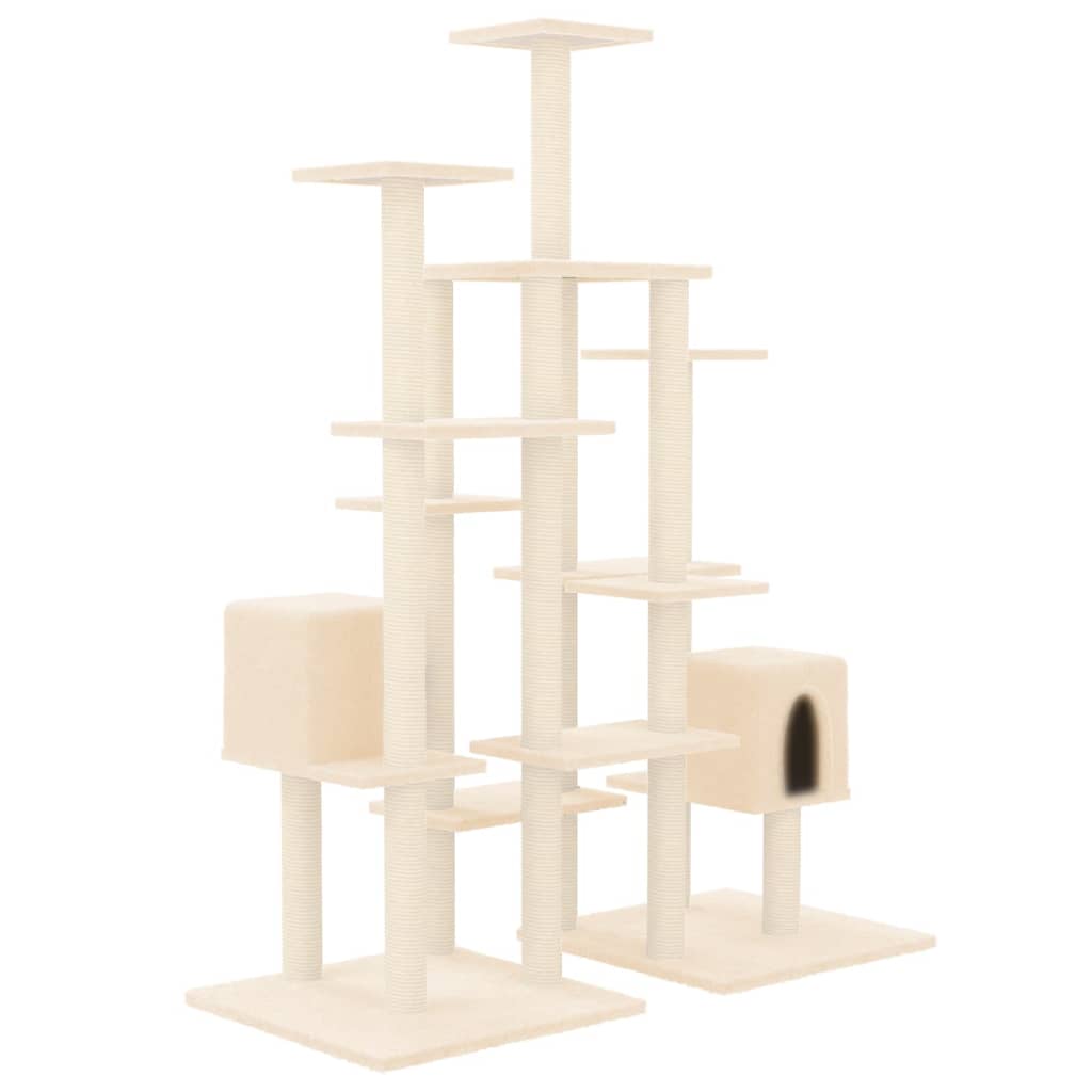 vidaXL Cat Tree with Sisal Scratching Posts Cream 145 cm