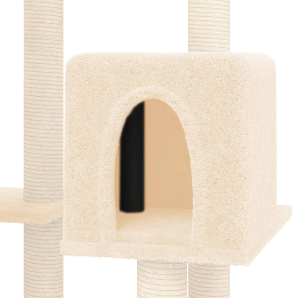 vidaXL Cat Tree with Sisal Scratching Posts Cream 145 cm