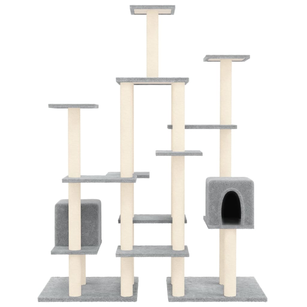 vidaXL Cat Tree with Sisal Scratching Posts Light Grey 145 cm