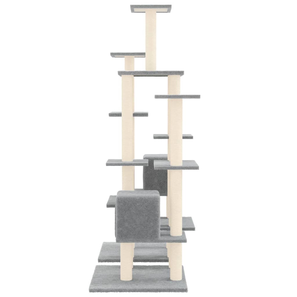 vidaXL Cat Tree with Sisal Scratching Posts Light Grey 145 cm