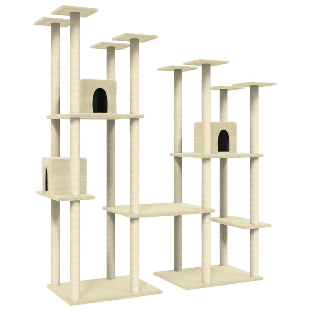 vidaXL Cat Tree with Sisal Scratching Posts Cream 174 cm