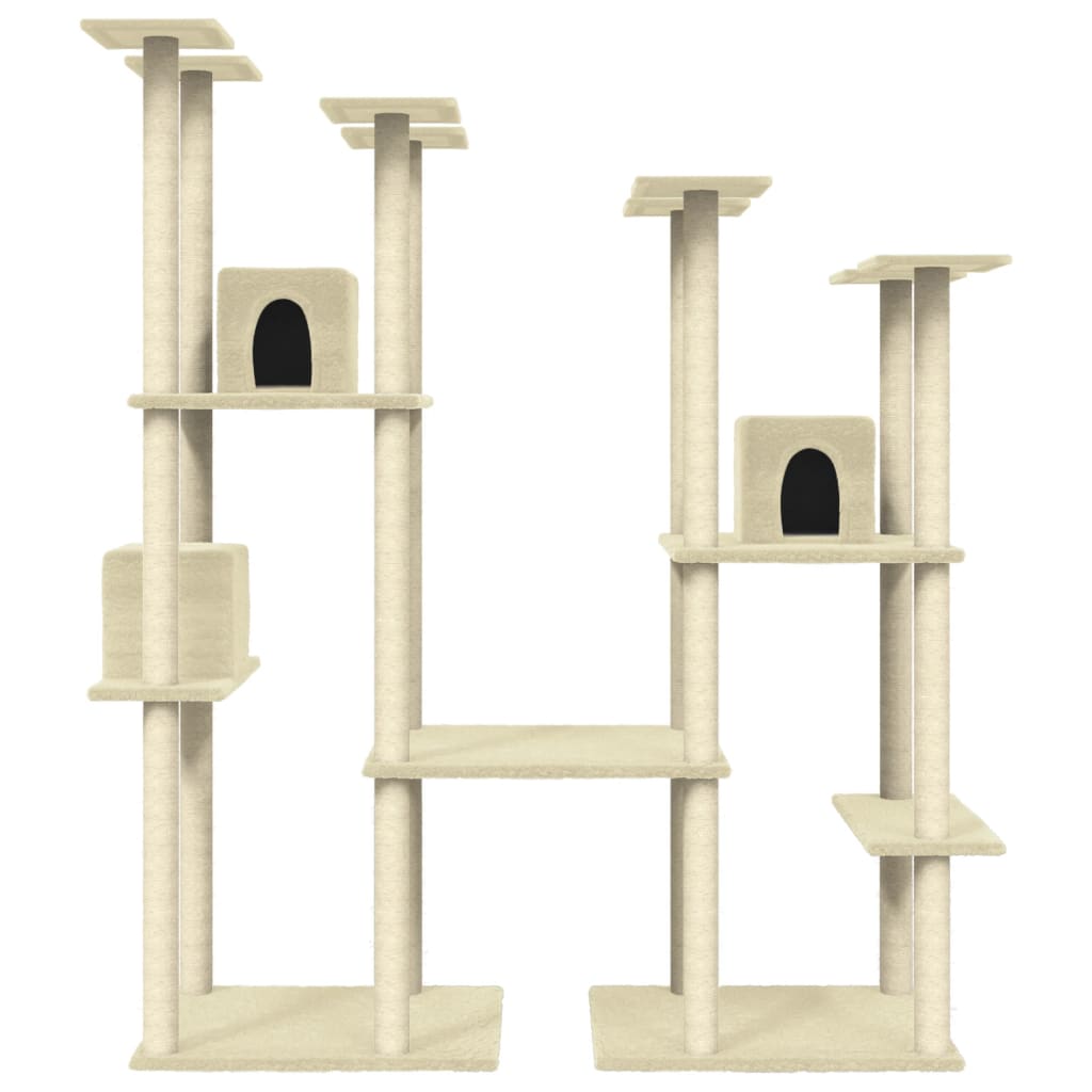 vidaXL Cat Tree with Sisal Scratching Posts Cream 174 cm