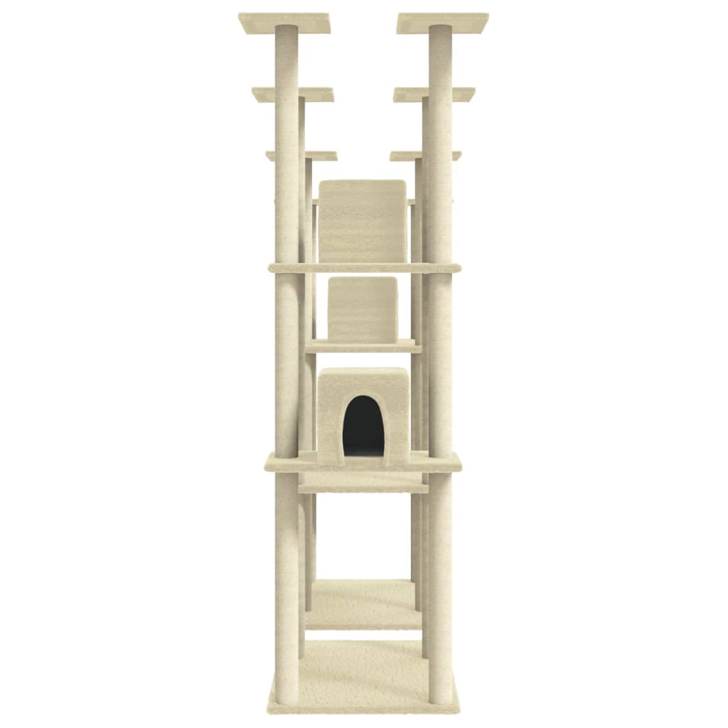 vidaXL Cat Tree with Sisal Scratching Posts Cream 174 cm