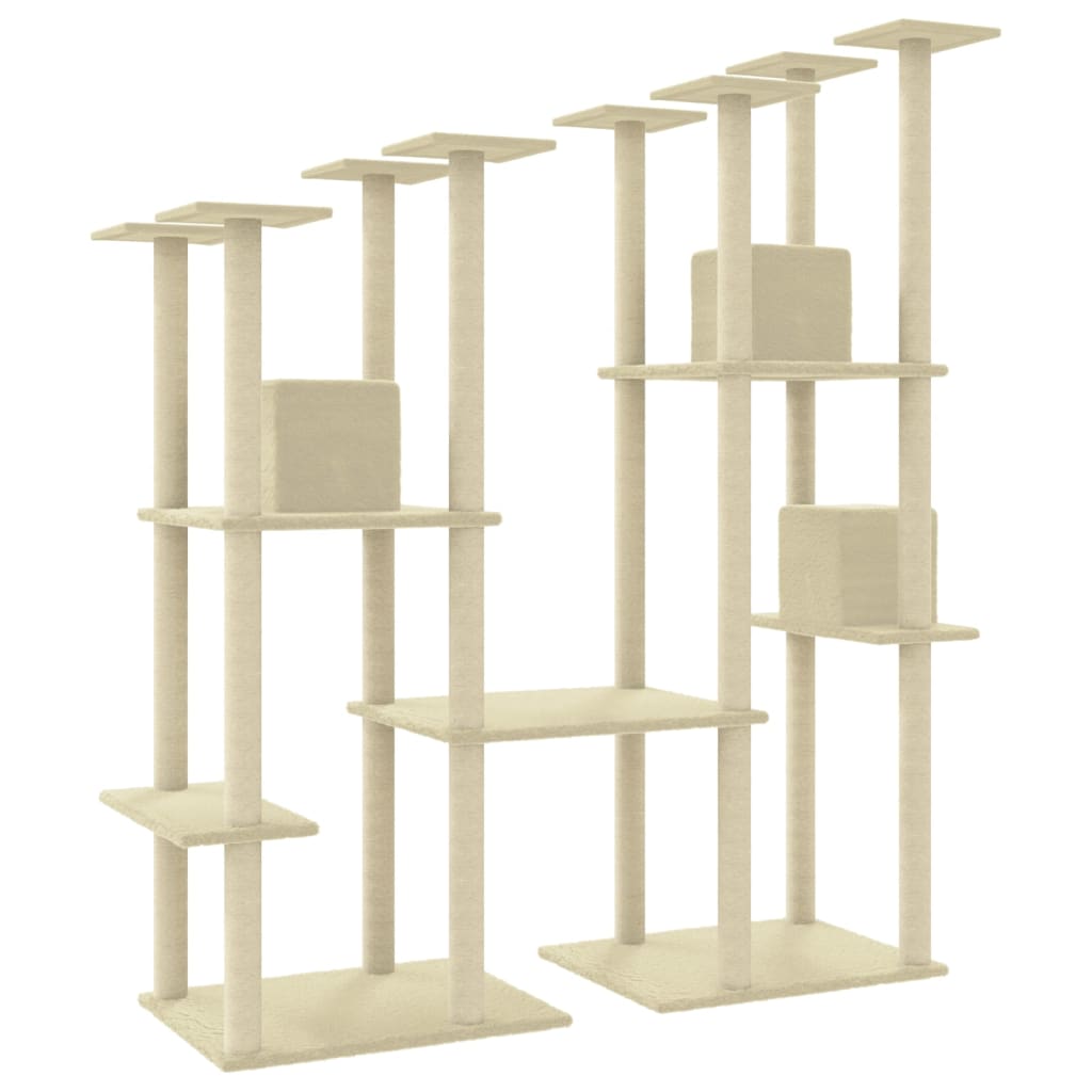 vidaXL Cat Tree with Sisal Scratching Posts Cream 174 cm