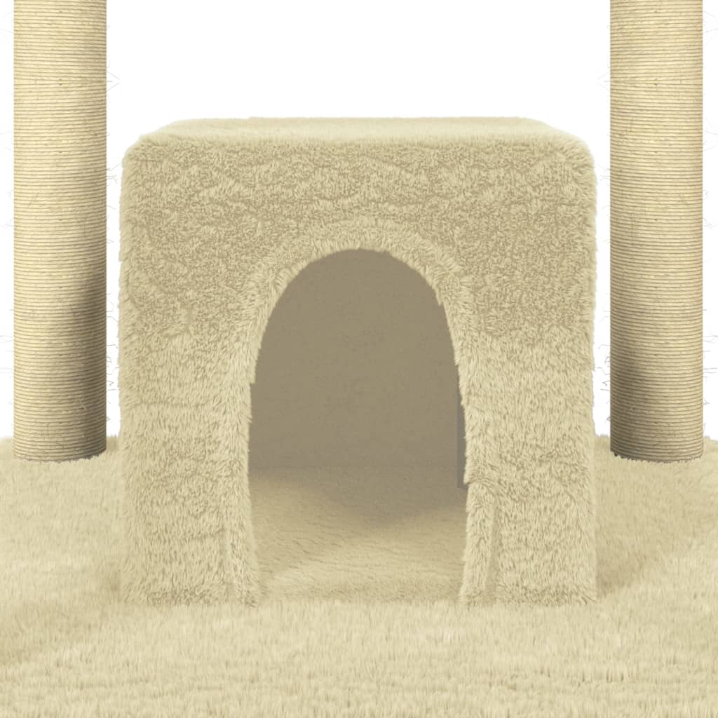 vidaXL Cat Tree with Sisal Scratching Posts Cream 174 cm