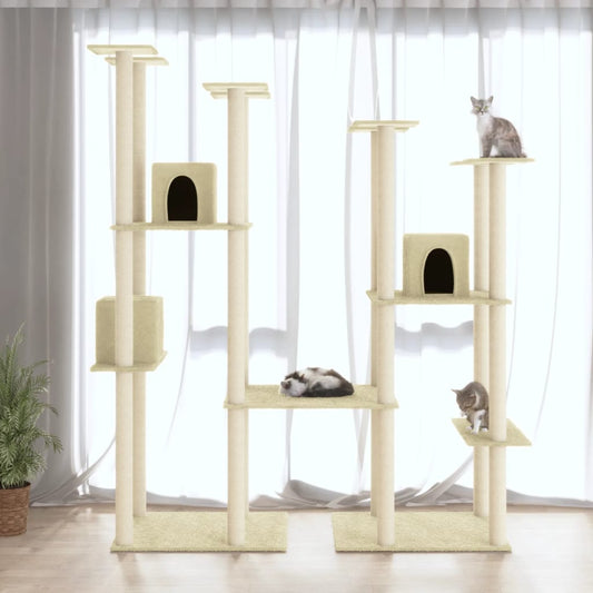 vidaXL Cat Tree with Sisal Scratching Posts Cream 174 cm