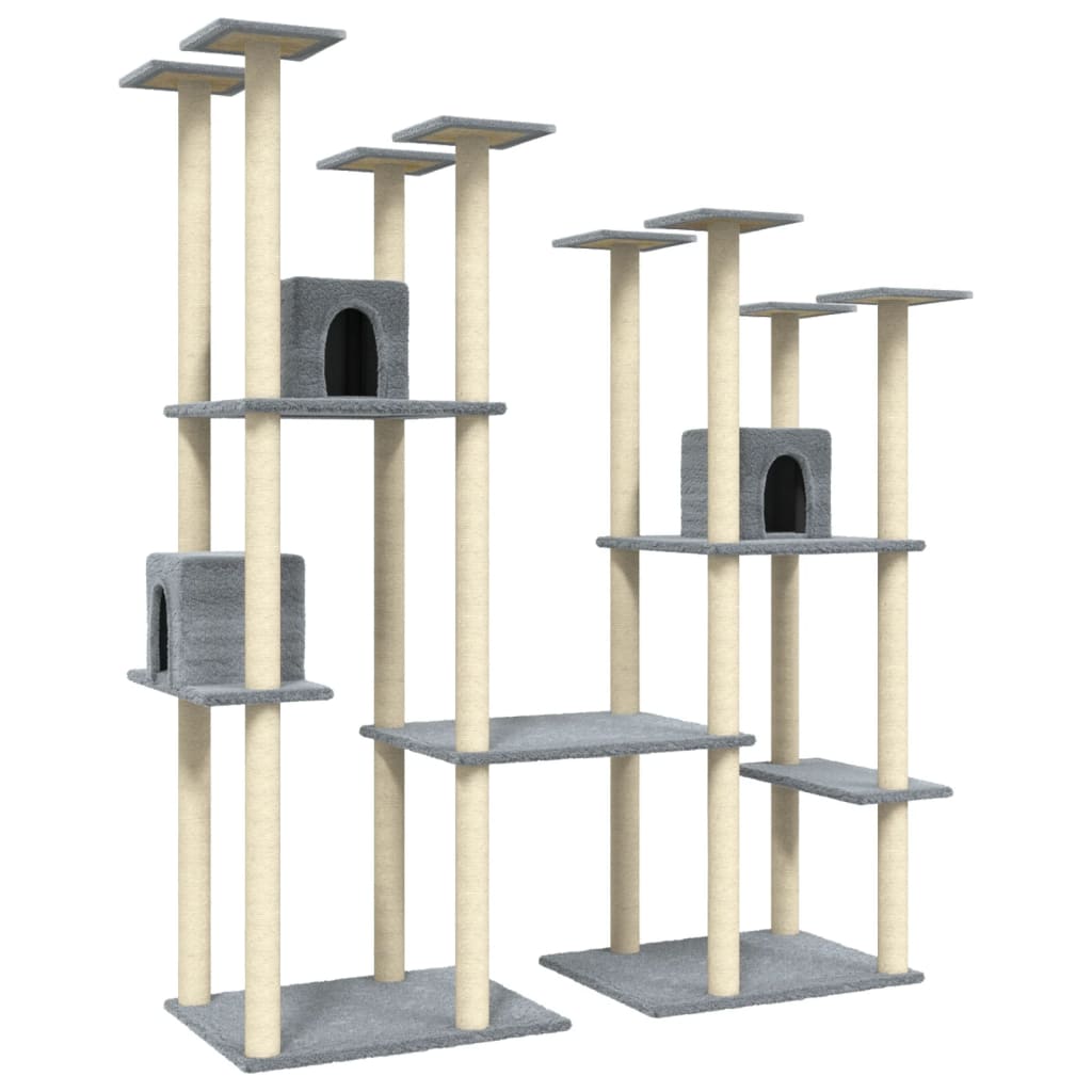 vidaXL Cat Tree with Sisal Scratching Posts Light Grey 174 cm