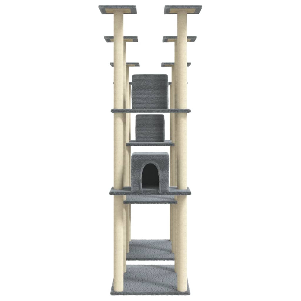 vidaXL Cat Tree with Sisal Scratching Posts Light Grey 174 cm