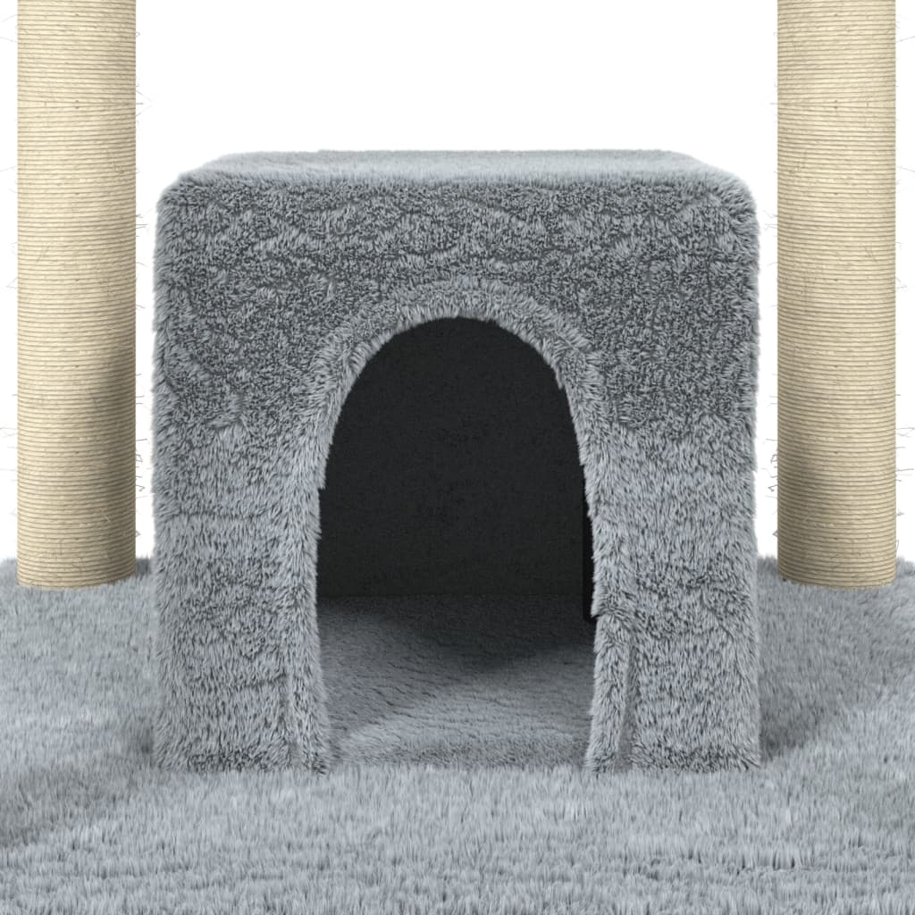 vidaXL Cat Tree with Sisal Scratching Posts Light Grey 174 cm