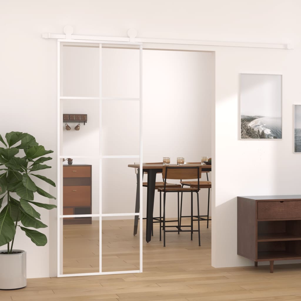 vidaXL Sliding Door ESG Glass and Aluminium 76x205 cm White