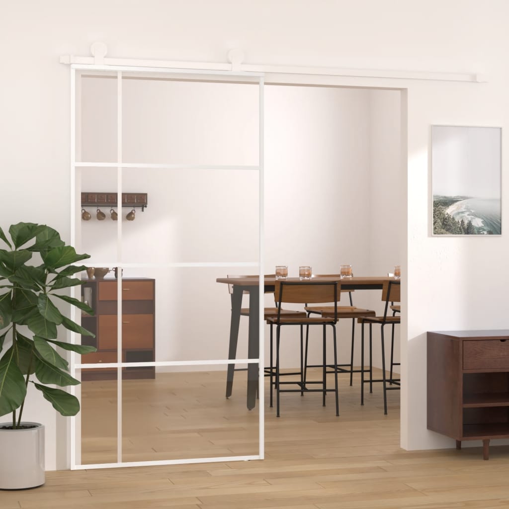 vidaXL Sliding Door ESG Glass and Aluminium 102.5x205 cm White