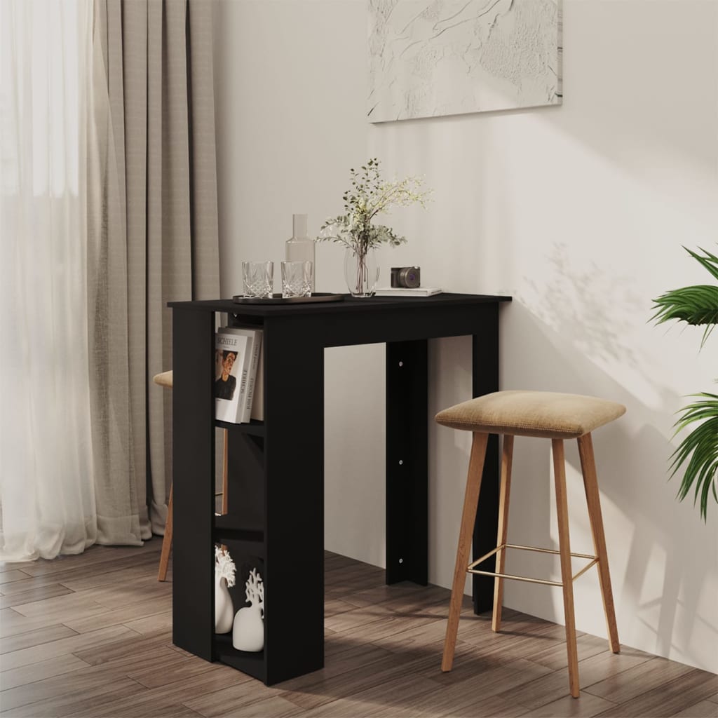 vidaXL Bar Table with Shelf Black 102x50x103.5 cm Engineered Wood