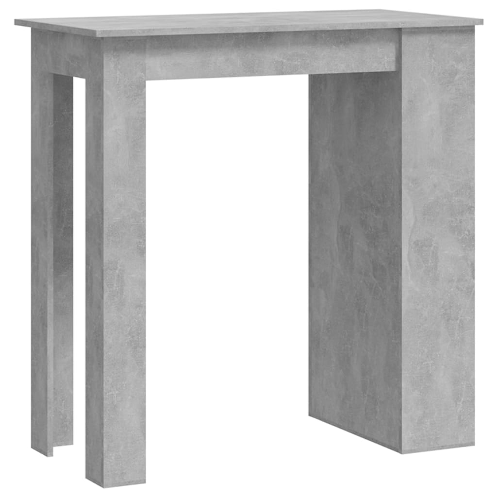 Table de bar avec étagère de rangement gris béton 102x50x103,5 cm