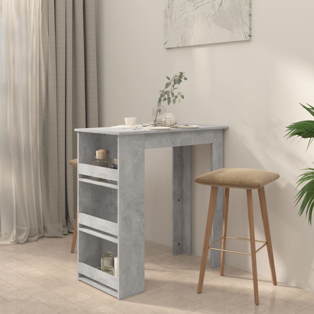 vidaXL Bar Table with Storage Rack Concrete Grey 102x50x103.5 cm