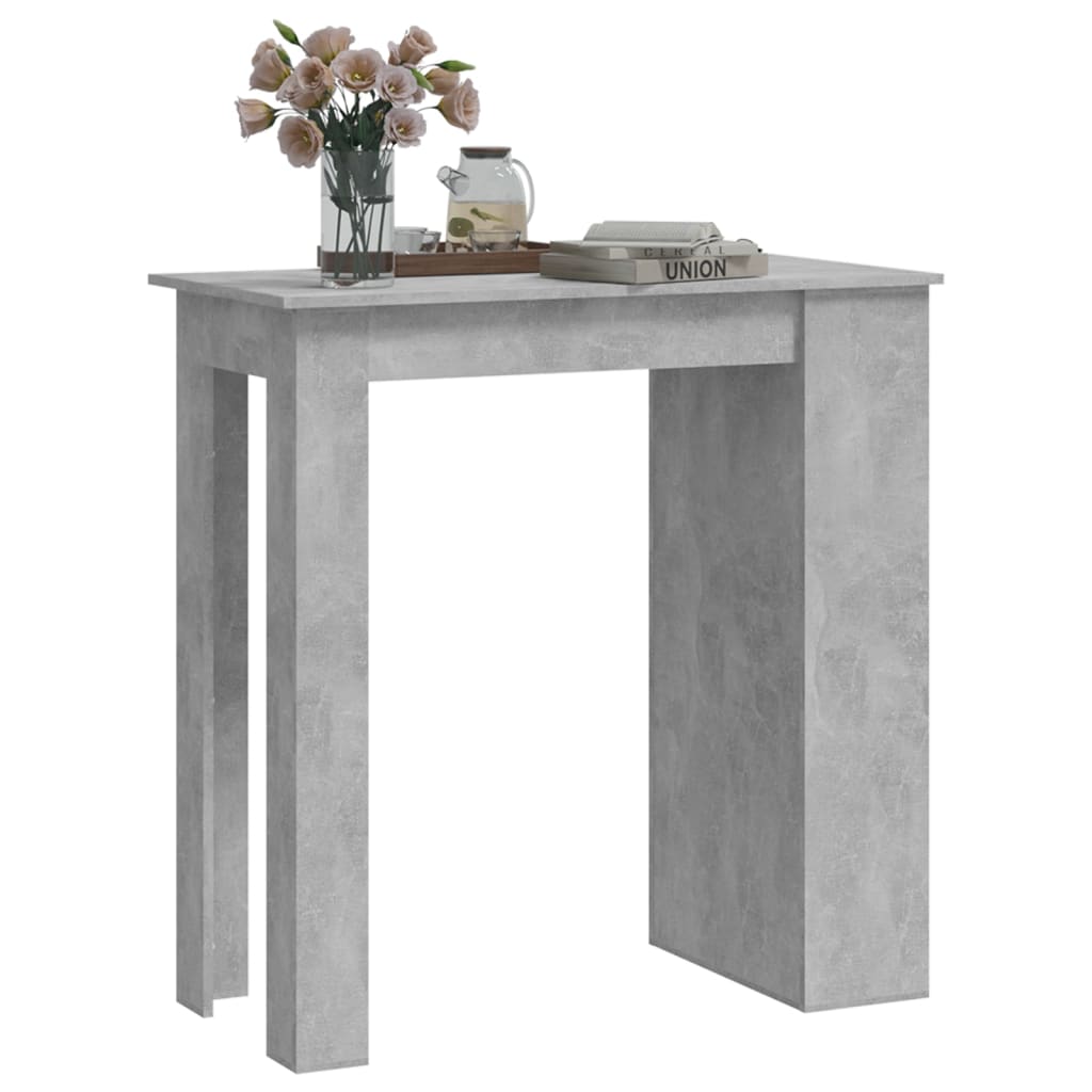 Table de bar avec étagère de rangement gris béton 102x50x103,5 cm