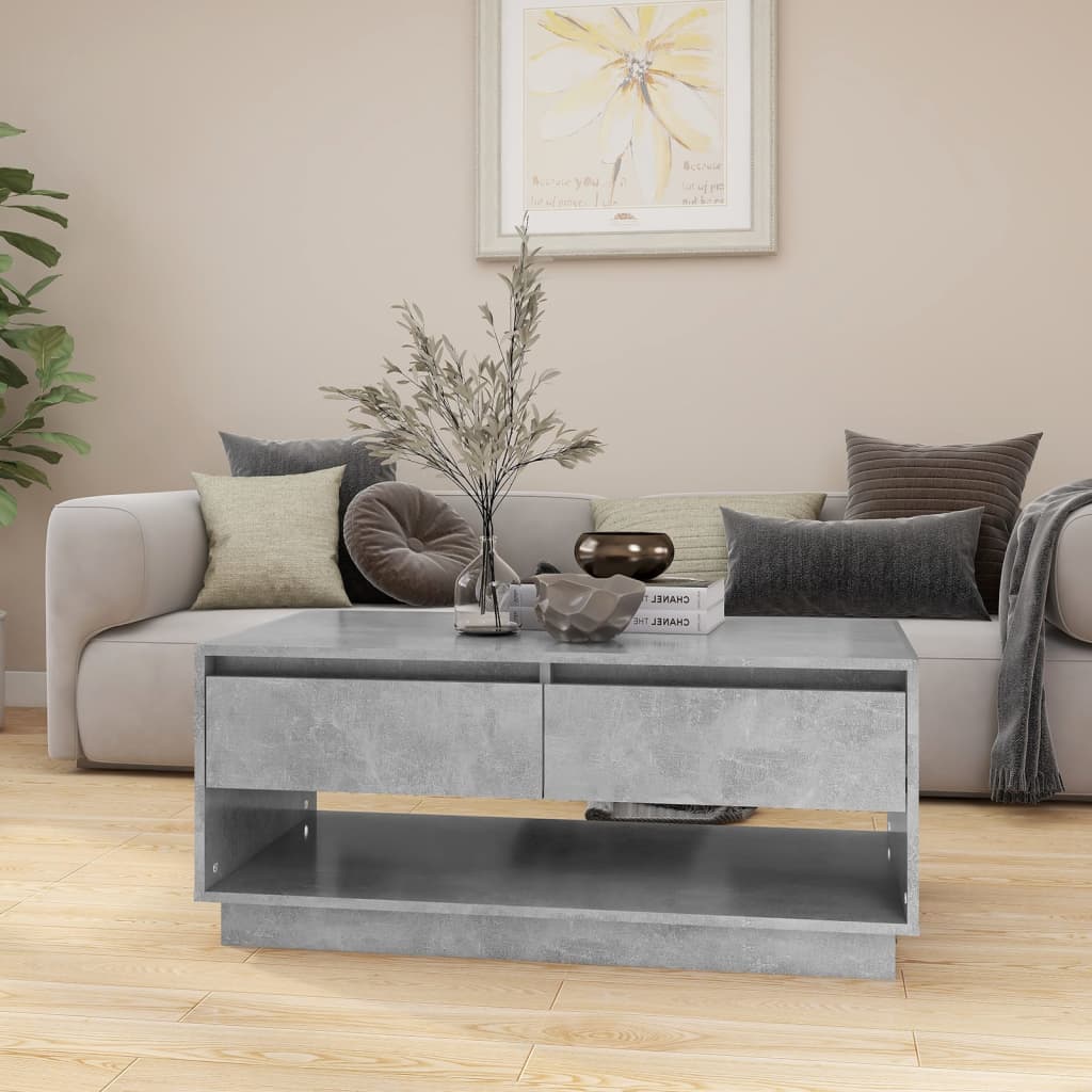 Table Basse Béton Gris 102,5x55x44 cm Bois D'ingénierie