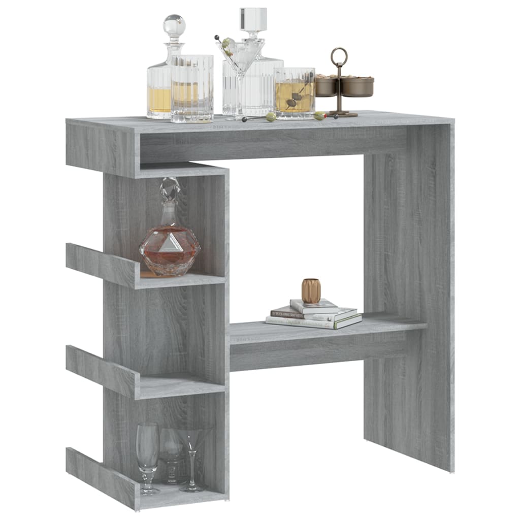 Table de bar avec étagère de rangement Gris Sonoma 100x50x101,5 cm