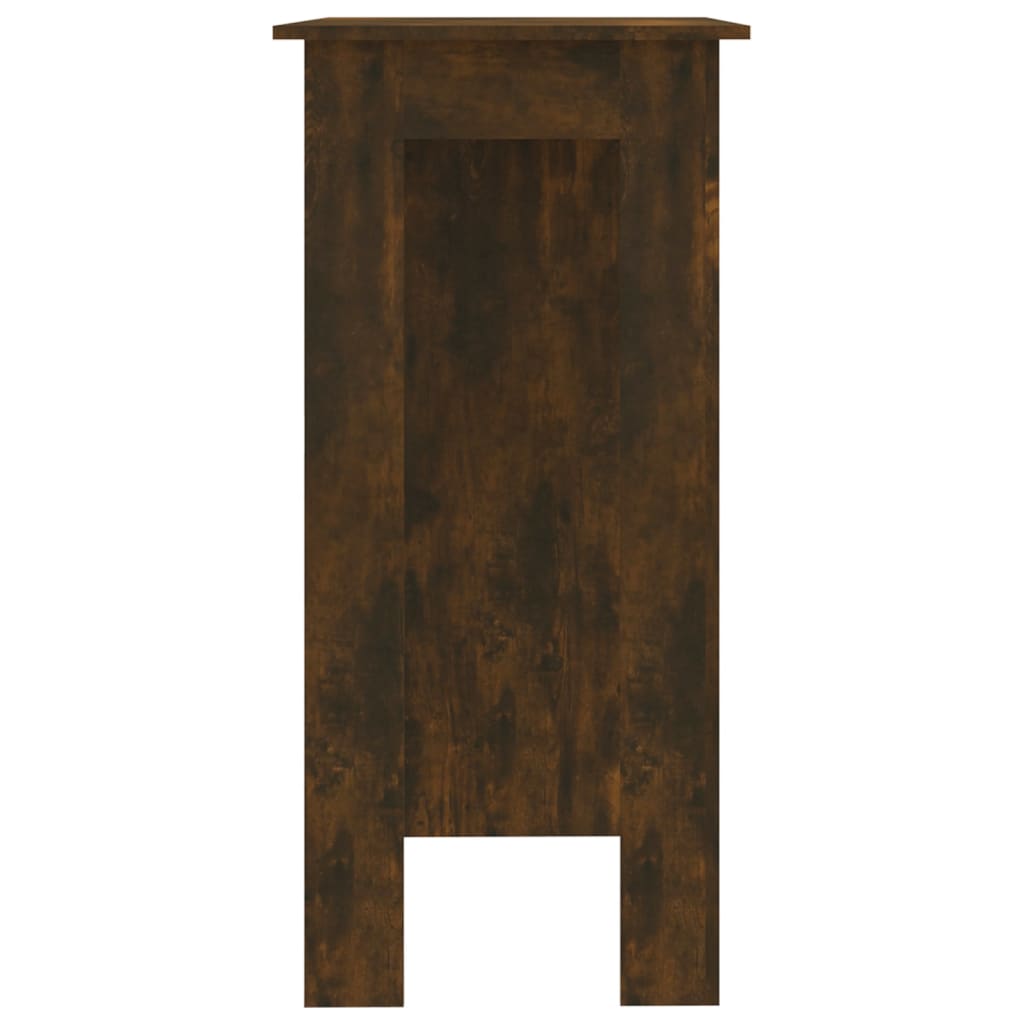 Table de bar avec étagère Chêne fumé 102x50x103,5 cm Bois d'ingénierie