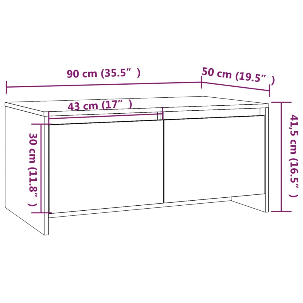 Table Basse Chêne Fumé 90x50x41,5 cm Bois D'ingénierie